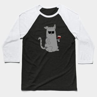 Cool Cat Wine Connoisseur Baseball T-Shirt